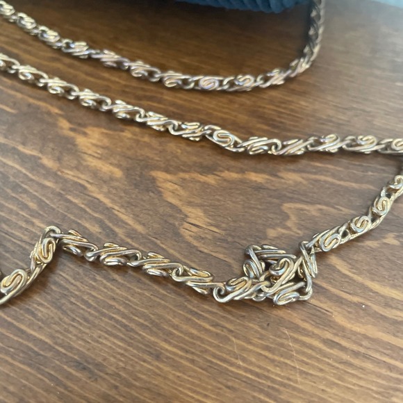 Carla Marchi Vintage Pleated/Crinkle Evening Bag Black gold tone Byzantine Chain - Picture 5 of 9